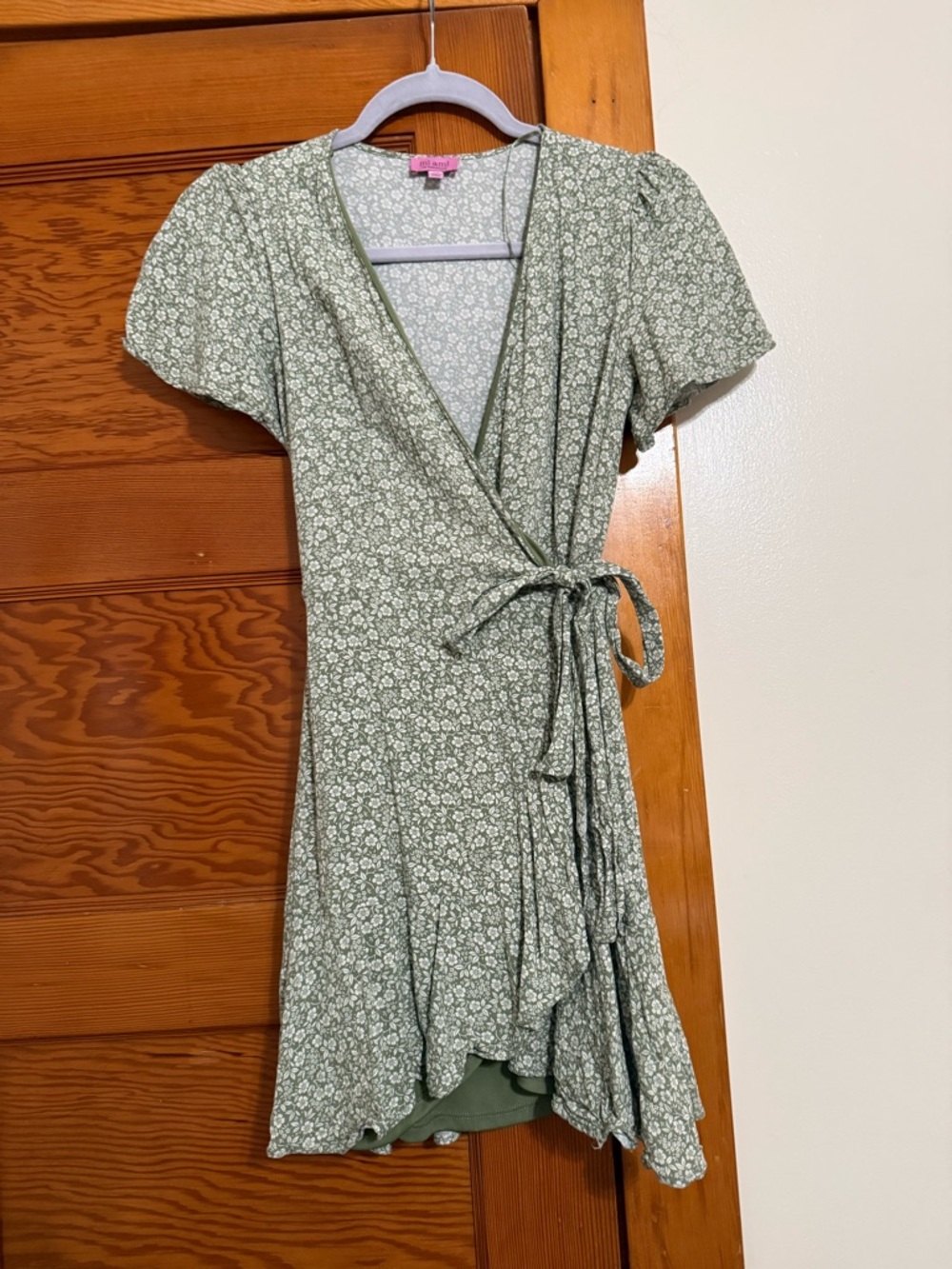 mi ami Olive Green Floral Dress